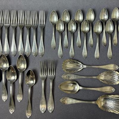 Monogrammed Maple Leaf Coin Silver Flatware Set
