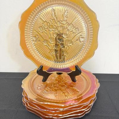 Jeannette Carnival Glass Dinner Plates 