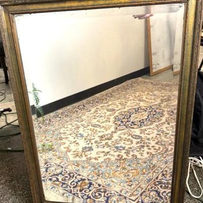 Vintage Beveled Wood Mirror