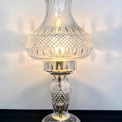 Tall Vintage Crystal Electric Hurricane Table Lamp 