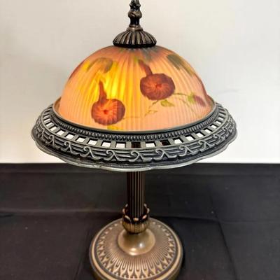 Stunning Ripple Glass Reverse Hand Painted Lamp 17.5”