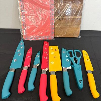 Pioneer Woman Floral Kitchen Knife Set with Cutting Boards & Shears