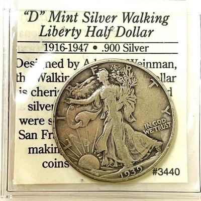 “D” Mint 1939 Walking Liberty Half Dollar