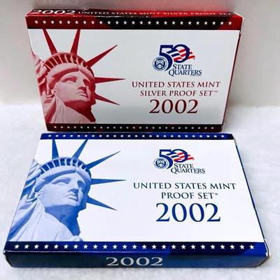 2002 US Mint Silver & Regular Coin Proof Sets
