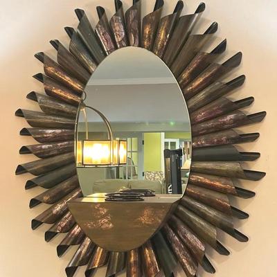 Metal Sculptural Wall Mirror - 34X28”