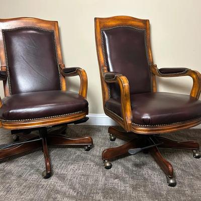 Randall Allen Leather Swivel Desk Chairs (2) - 23X25X40” Lot 3