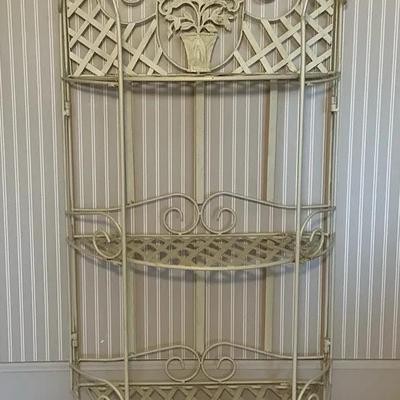 White Wrought Iron Folding Shelf