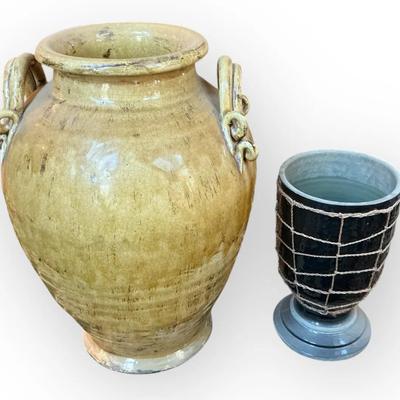 Two Pottery Vases (Largest 15 x 22 T)