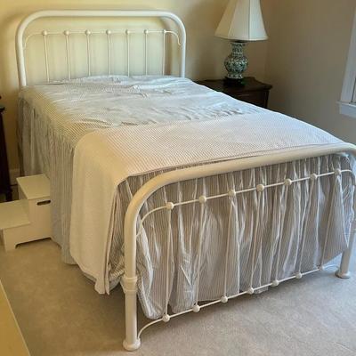 White Painted Brass Full Bedframe