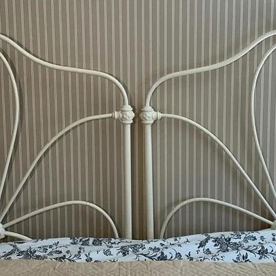 White Painted Metal Split King or 2 Twin Headboards
