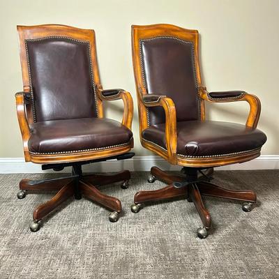 Randall Allen Leather Swivel Desk Chairs (2) - 23X25X40” Lot 1