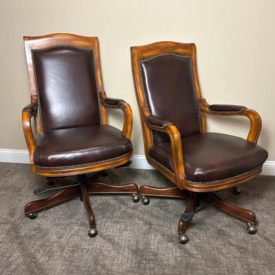 Randall Allen Leather Swivel Desk Chairs (2) - 23X25X40” Lot 2