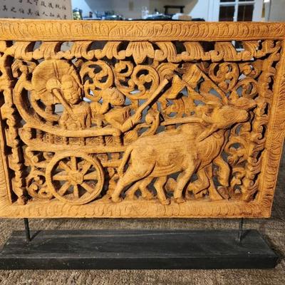 Thai Hand Carved Wooden Art (18 x 15)