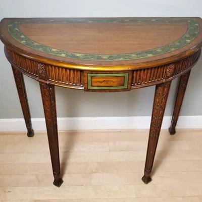 Maitland-Smith Hand Painted Semicircle Side Table 41"L x 20.5"W x 31.75" H