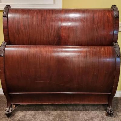 Antique Claw Foot Sleigh Bed Frame