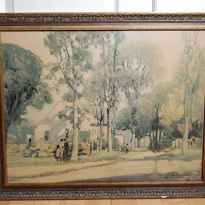 Peaceful Day By J. Antonius Framed Art Print Chicago 1939, 29.5 x 23.5"