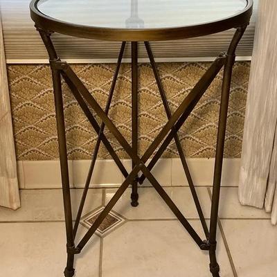 Gueridon or Directoire Accent Table Metal with Glass Top