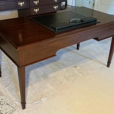 Statton Dark Finish Locking Desk with Writing Pad/organizer