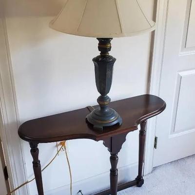 Wooden Side Table & Lamp
