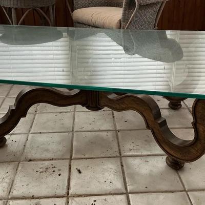 Glass top Coffee Table Asian Inspired 
