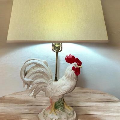 Majestic Rooster Glazed Ceramic Table Lamp 28.5"h