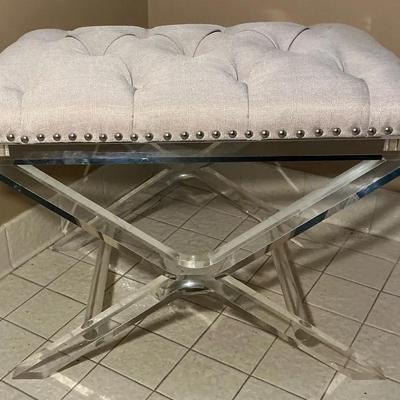 Upholstered Bench with Lucite Base