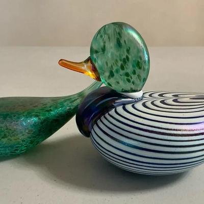 Blown Glass Mallards By Vines 