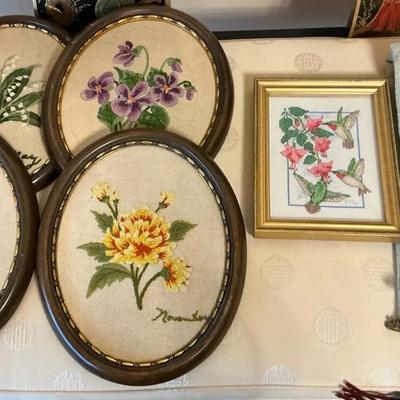 Needlepoint And Crewel Art Pieces 