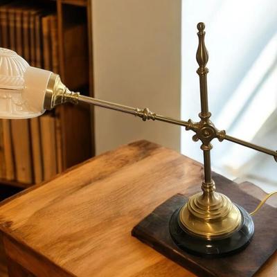 Lenox Lighting by Quoizel Brass Table Lamp with Porcelain Shade