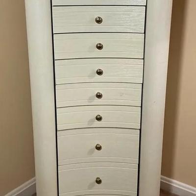 White Painted Jewelry Armoire