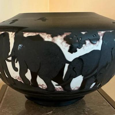 Valerie Surjan Elephant Pottery Bowl 10"h x 15"diameter
