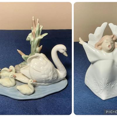 Lladro Follow Me Swan Statue with Box And Noa Angel 