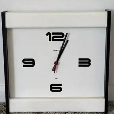Howard Miller Mid-Century Modern Square Wall Clock, Quartz, 13” x 13”, Black & White Design