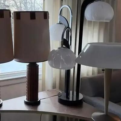 Group of Four Vintage Modern Lamps – Mid-Century Modern & 1980s Era Lighting Mix
