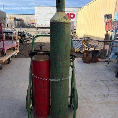 76014 • saf t cart welding cart with oxygen and acetylene tanks