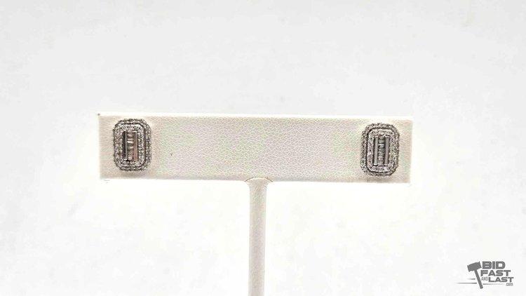 Sale Photo Thumbnail #23: 800 • 10k white gold earrings with diamonds, 2.1g