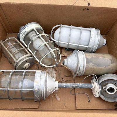 85020 • 5 vintage industrial explosion proof light fixtures