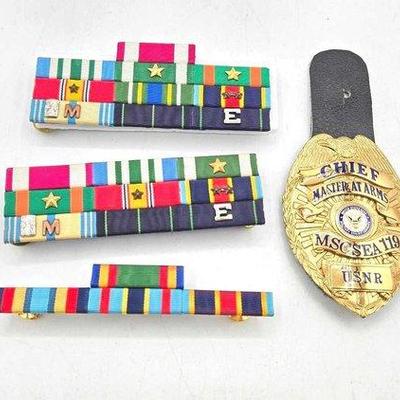 1752 • u.s. navy military ribbon racks & cheif master at arms badge