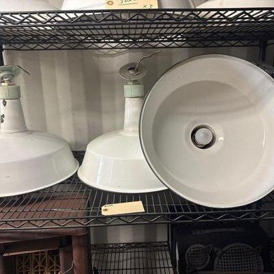 5022 • 4 vintage porcelain industrial light fixtures