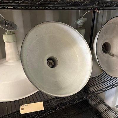 5032 • 4 vintage porcelain industrial light fixtures