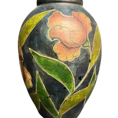Tulips On Black Ceramic Vase