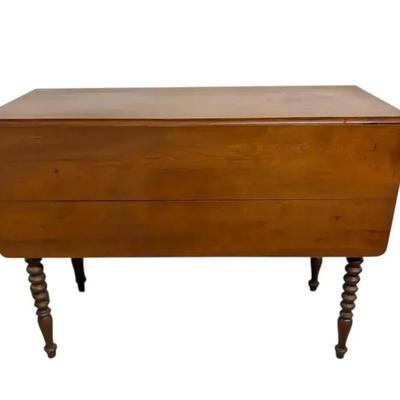 Wooden Drop Leaf Table w/ Spiral Legs