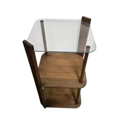 Wood & Glass Square Side Table 
