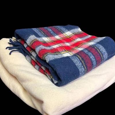 Faribo Fluff-loomed Wool Throw And 100% Wool Blanket