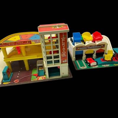 Fisher Price Parking Ramp & Dump Trucks w/ Accessories 