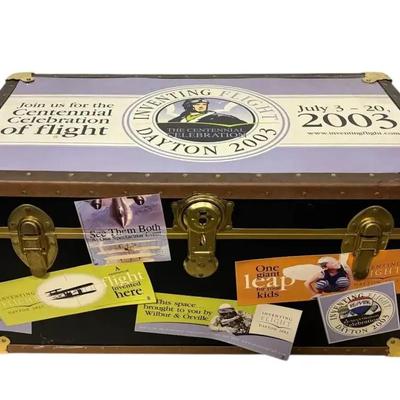 Purple Top "Inventing Flight" Wright Brothers Aviation Advertising Steamer Trunk