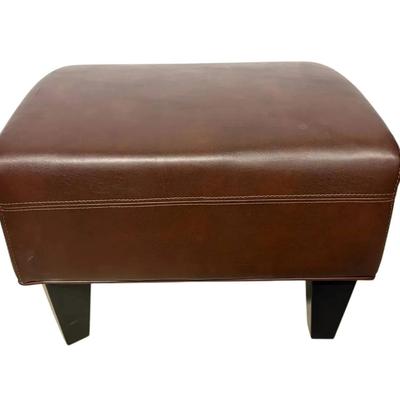 Faux Brown Leather Footstool