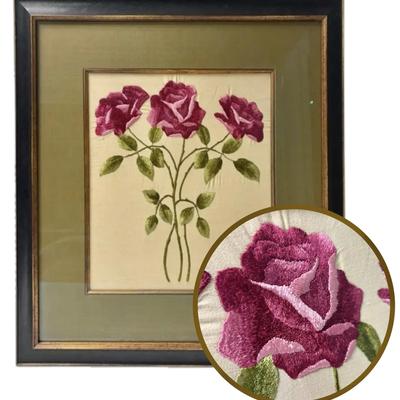 Antique Rose Embroidery Artwork (25"x26.5")