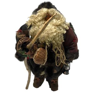 Wooden Santa W/ Walking Stick Signed Kumball '96