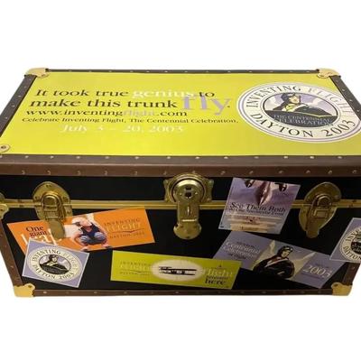 Green Top "Inventing Flight" Wright Brothers Aviation Advertising Steamer Trunk